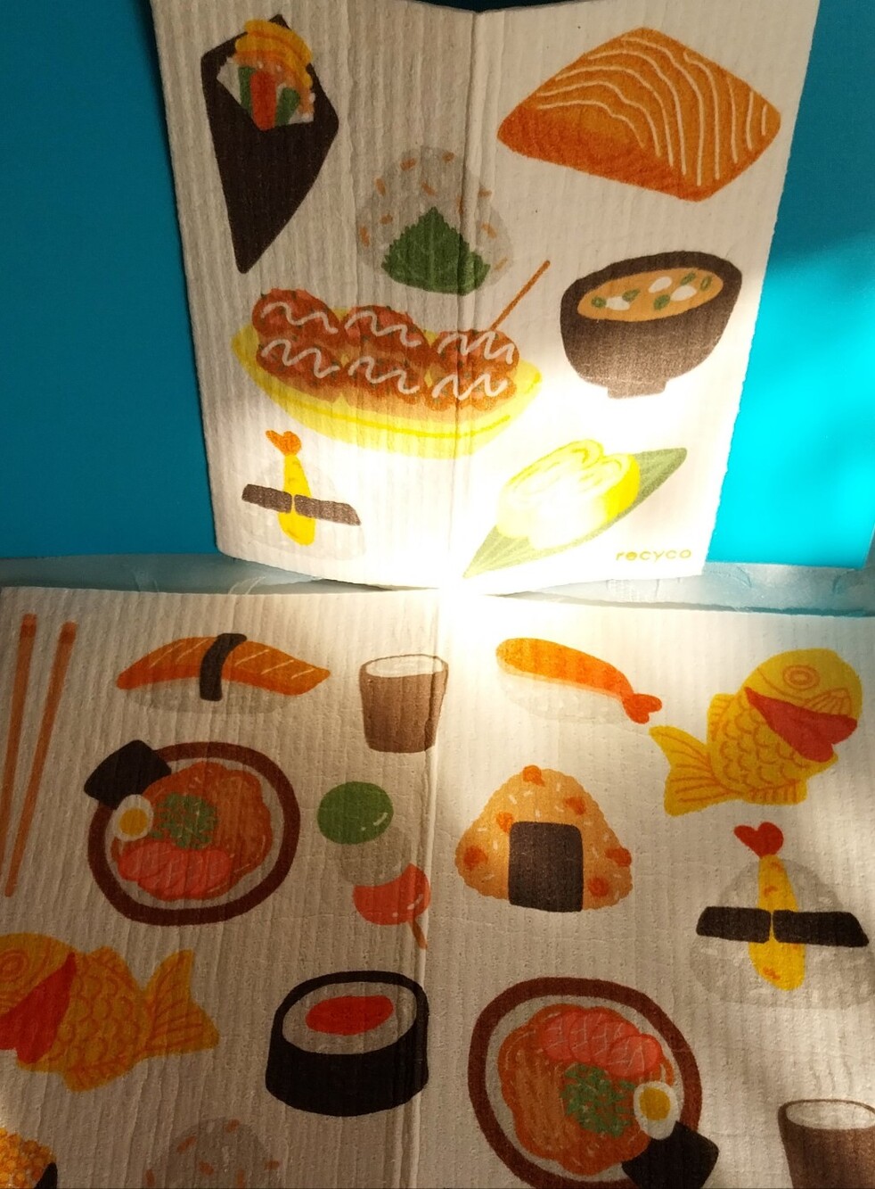 Green Sushi Pattern Swedish Dishcloths - 12 Pack